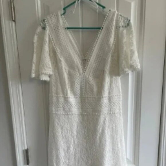 Eliza J Flounce White Lace Dress Size 14 - Picture 1 of 6